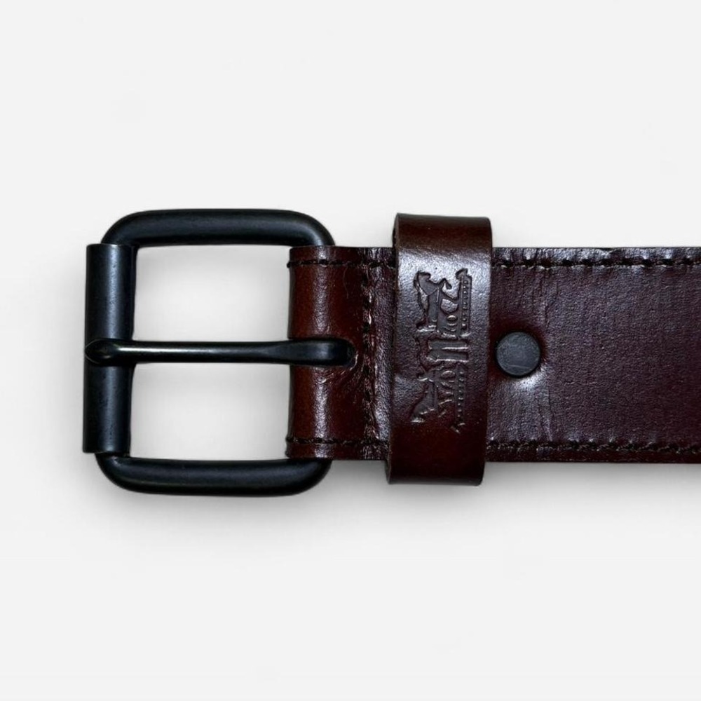 Levi's Mens‎ Genuine Leather Belt Dark Brown Black Buckle Casual Dress